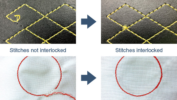 Realizes stable thread interlocking from the first stitch - Prevention of skipped stitches at startup (e-stitch)