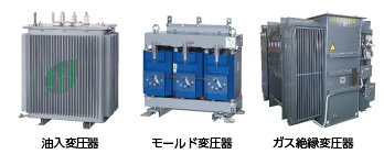油入変圧器／モールド変圧器／ガス絶縁変圧器